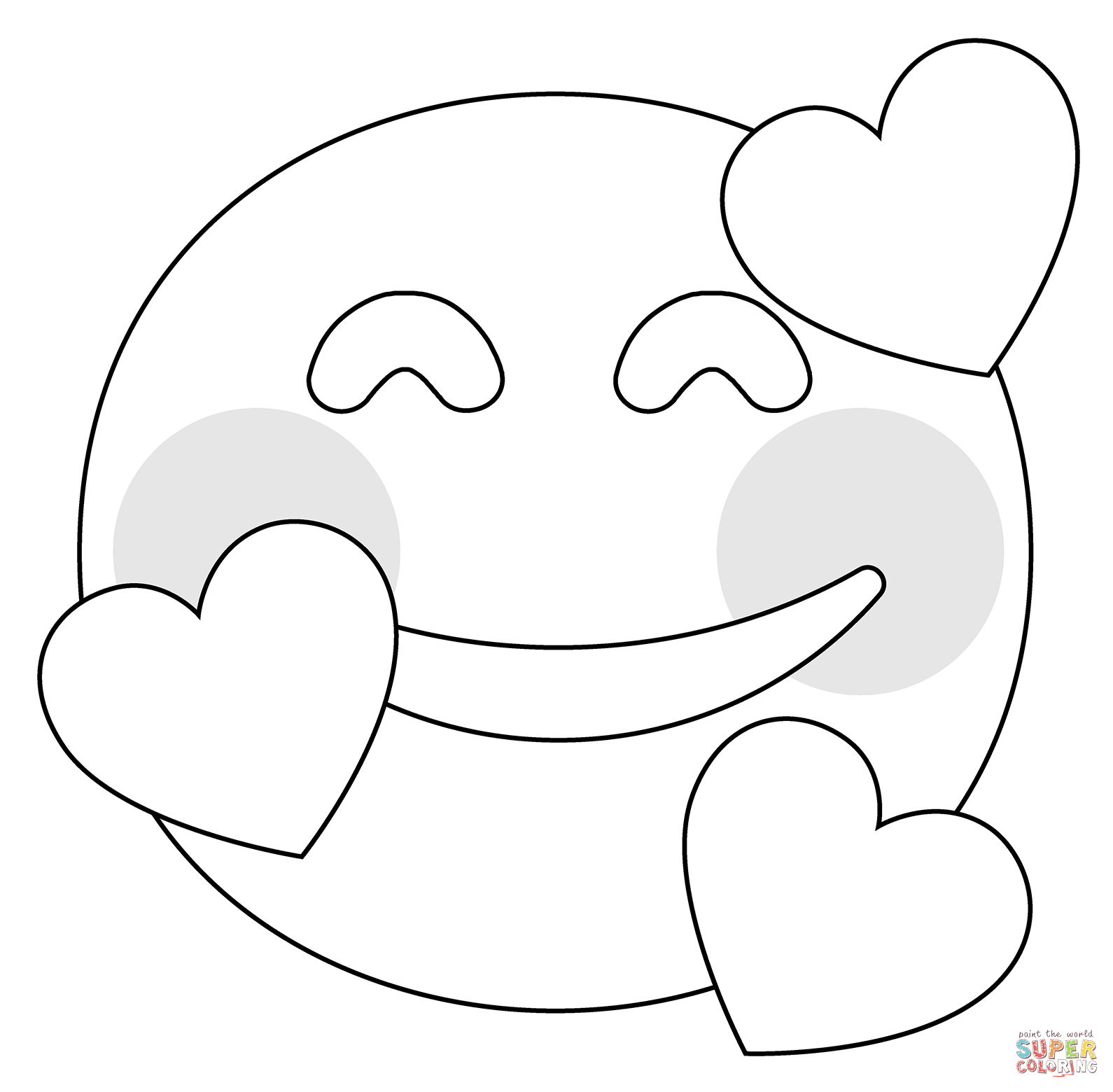 Simple Smiling face with hearts emoji - Coloring Games Online