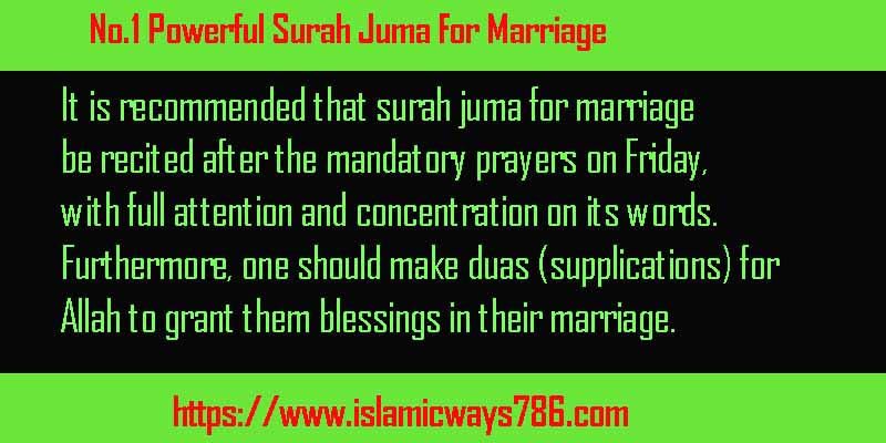 Surah Juma For Marriage