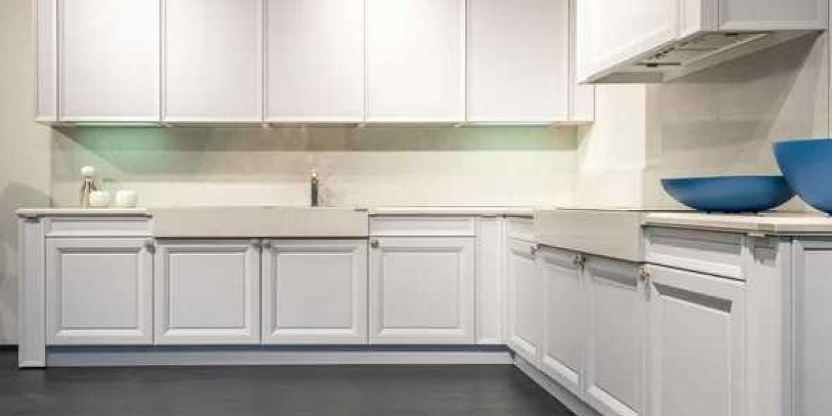 Classic L Shaped Cream White Solid Wood Kitchen Cabinet