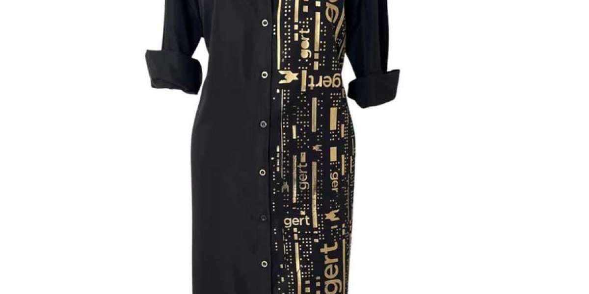 Embrace Elegance with a Black and Gold Shirt Dress