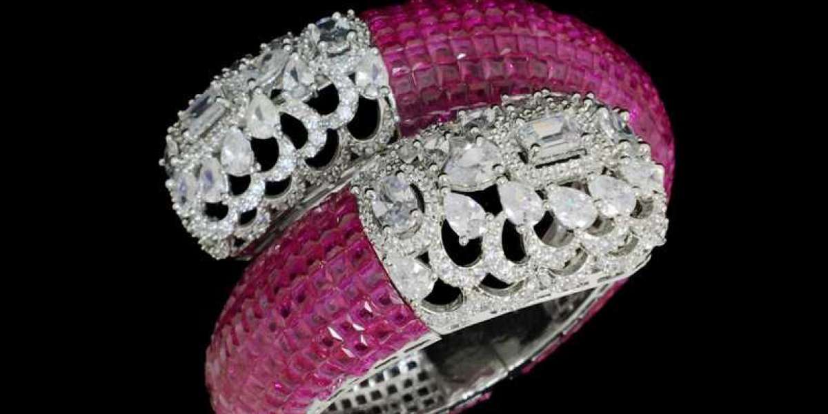 Pink Ruby Diamond Bracelet Invisible Setting Pink Sapphire Bracelet