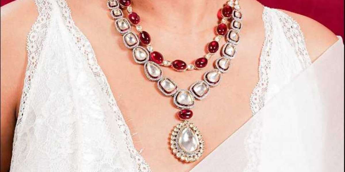 Polki Necklace Red Kundan Necklace Uncut Polki Jewelry